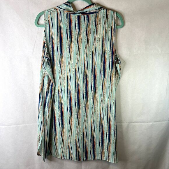 Worthington Colorful Abstract Print Sleeveless Vneck Tank Blouse Size XL - Picture 2 of 8